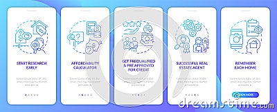 Homebuying process blue gradient onboarding mobile app screen Stock Photo