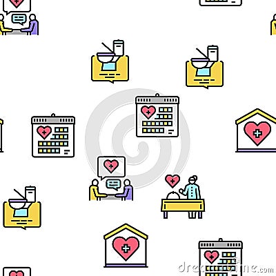 Homecare Services Vector Seamless Pattern Vector Illustration