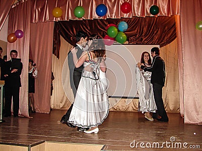 A homecoming at a rural school in Kaluga region in Russia. Editorial Stock Photo