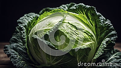 Homegrown organic cabbage vegetable, generative ai Cartoon Illustration