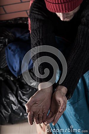 Homeless begging for help Stock Photo