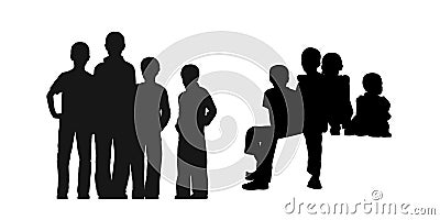 Homeless boys in the street silhouettes set 1 Stock Photo