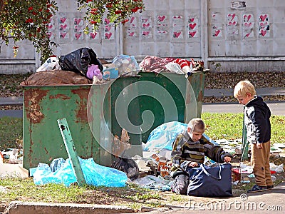 Homeless children Editorial Stock Photo