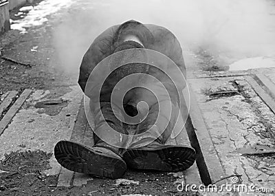 Homeless on the cold streets Editorial Stock Photo