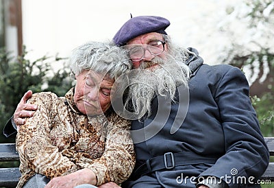 Homeless couple Stock Photo