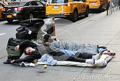 Homeless Couple Editorial Stock Photo