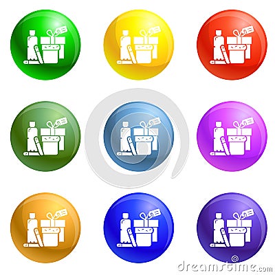 Homeless food help icons set vector Vector Illustration