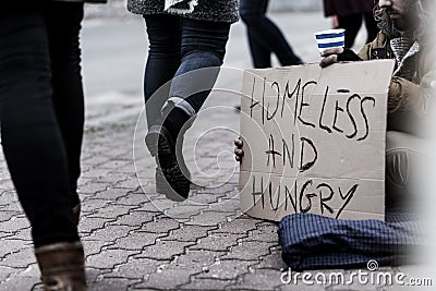 Homeless and hungry pauper Stock Photo