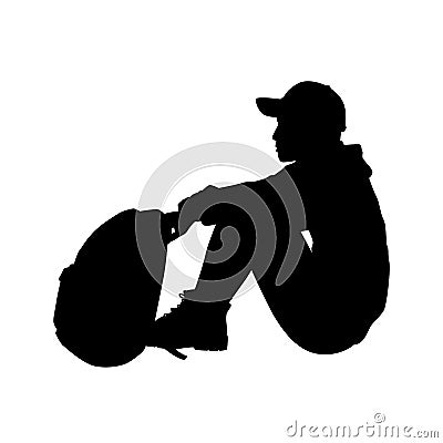 Homeless man silhouette vector Vector Illustration