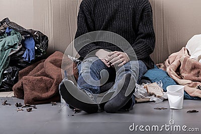 Homeless man on the street Stock Photo