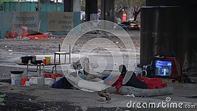 Homeless person in Buenos Aires, Argentina. Editorial Stock Photo