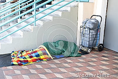 Homeless person sleeping Stock Photo