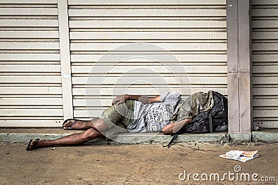 Homeless Person Sleeping Stock Photo