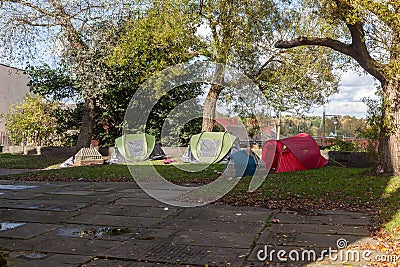 Homeless Tents Stock Photo