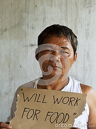 Homeless, unemployed and hungry Stock Photo