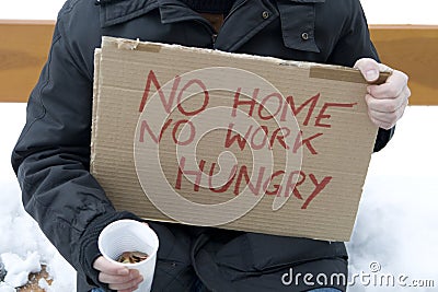 Homeless, unemployed, hungry Stock Photo