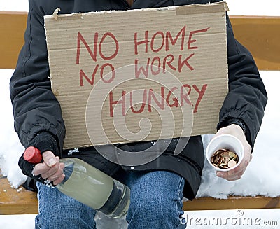 Homeless, unemployed, hungry Stock Photo