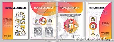 Homelessness problem red gradient brochure template Vector Illustration