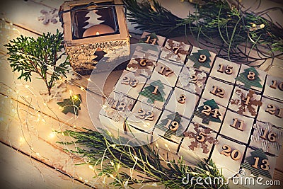 Homemade advent calendar Stock Photo