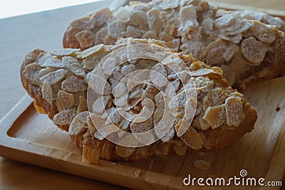 Picture Homemade Almond, Soft and Delicious Croissants Stock Photo