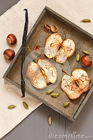 Homemade apple chips. Stock Photo