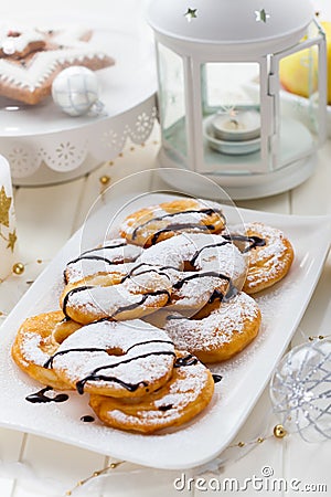 Homemade apple pancake rings Stock Photo