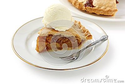 Homemade apple pie with ice cream Stock Photo