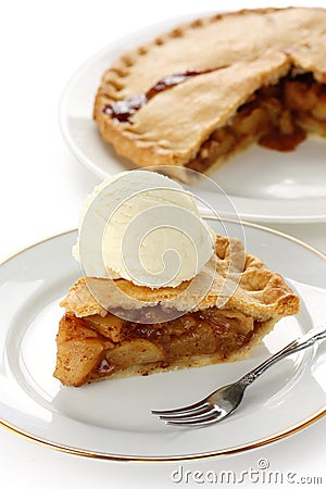 Homemade apple pie with ice cream Stock Photo