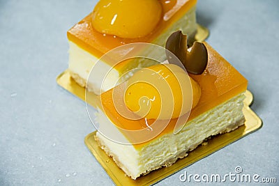 Homemade Apricots cheesecake Stock Photo