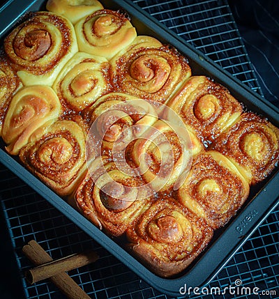 Homemade aromatic cinnamon rolls Stock Photo