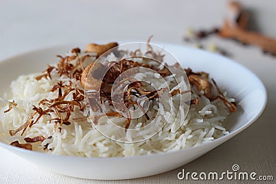 Homemade Aromatic traditional Ghee rice Stock Photo