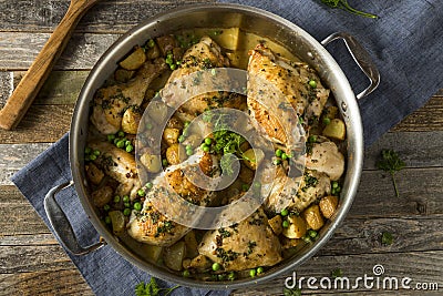 Homemade Baked Chicken Vesuvio Stock Photo