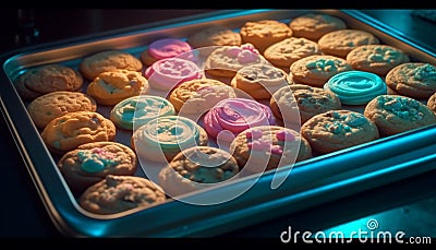 Homemade baked goods cookies, cupcakes, and macaroons galore generated by AI Stock Photo