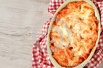 Homemade baked penne pasta Stock Photo