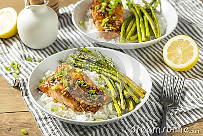 Homemade Baked Teriyaki Salmon Stock Photo