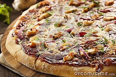 Homemade Barbecue Chicken Pizza Stock Photo