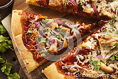 Homemade Barbecue Chicken Pizza Stock Photo