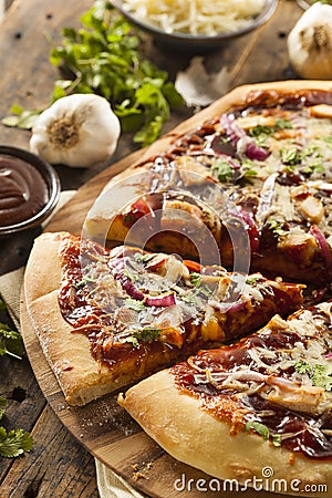 Homemade Barbecue Chicken Pizza Stock Photo