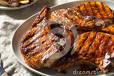 Homemade Barbecue Pork Chops Stock Photo