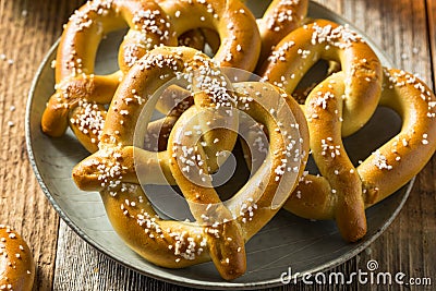 Homemade Bavarian Soft Pretzels Stock Photo