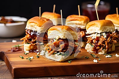 homemade bbq pulled pork sliders on a plate Stock Photo