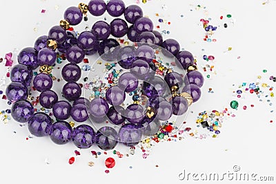 Homemade bead jewelry. Stock Photo