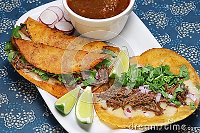 Homemade beef birria tacos Stock Photo