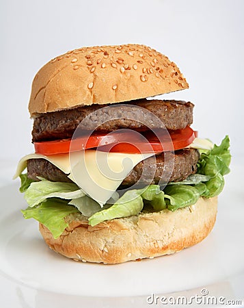 Homemade beefburger Stock Photo