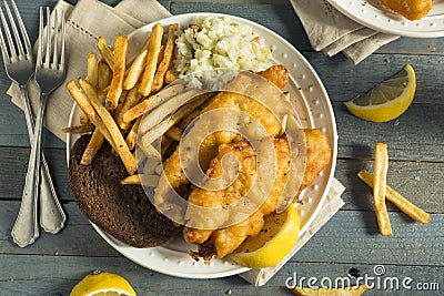 Homemade Beer Battered Fish Fry Stock Photo