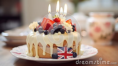 Homemade birthday cake in the English countryside house, cottage kitchen food and holiday baking recipe Stock Photo