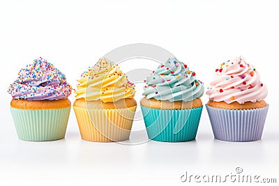 Homemade Birthday cupcakes. Generate Ai Stock Photo