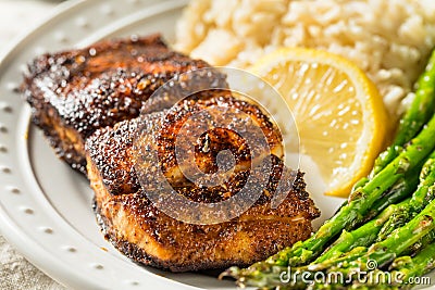 Homemade Blackened Mahimahi White Fish Stock Photo