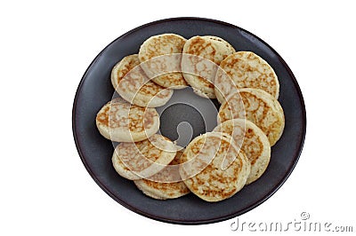 Homemade blinis in a plate isolated on white Stock Photo