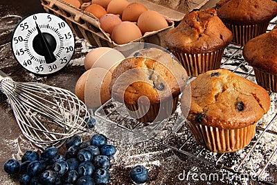 Homemade blueberry muffins Stock Photo